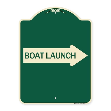 Boat Launch With Right Arrow Heavy-Gauge Aluminum Architectural Sign